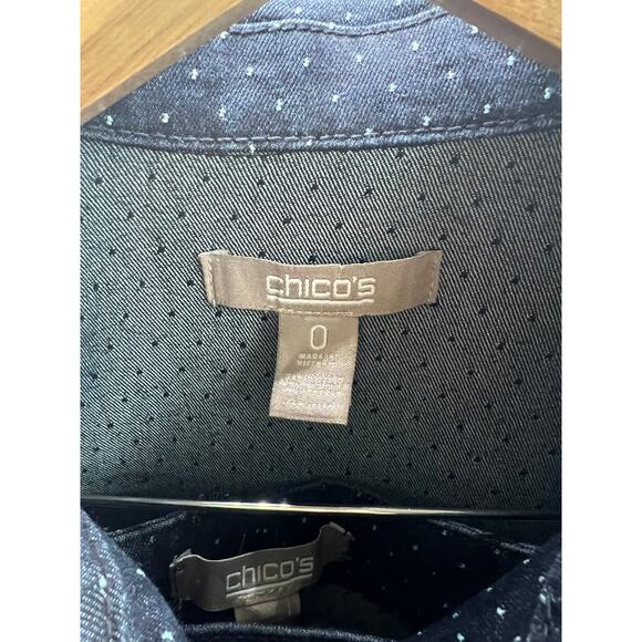 Chico's Dark Blue Denim Jacket and Pants, Size 0‎ Jacket, Size 0.5 Short Pants - Picture 6 of 7